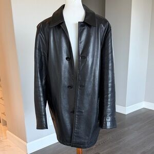 Banana Republic Men's Black Leather Trench Coat